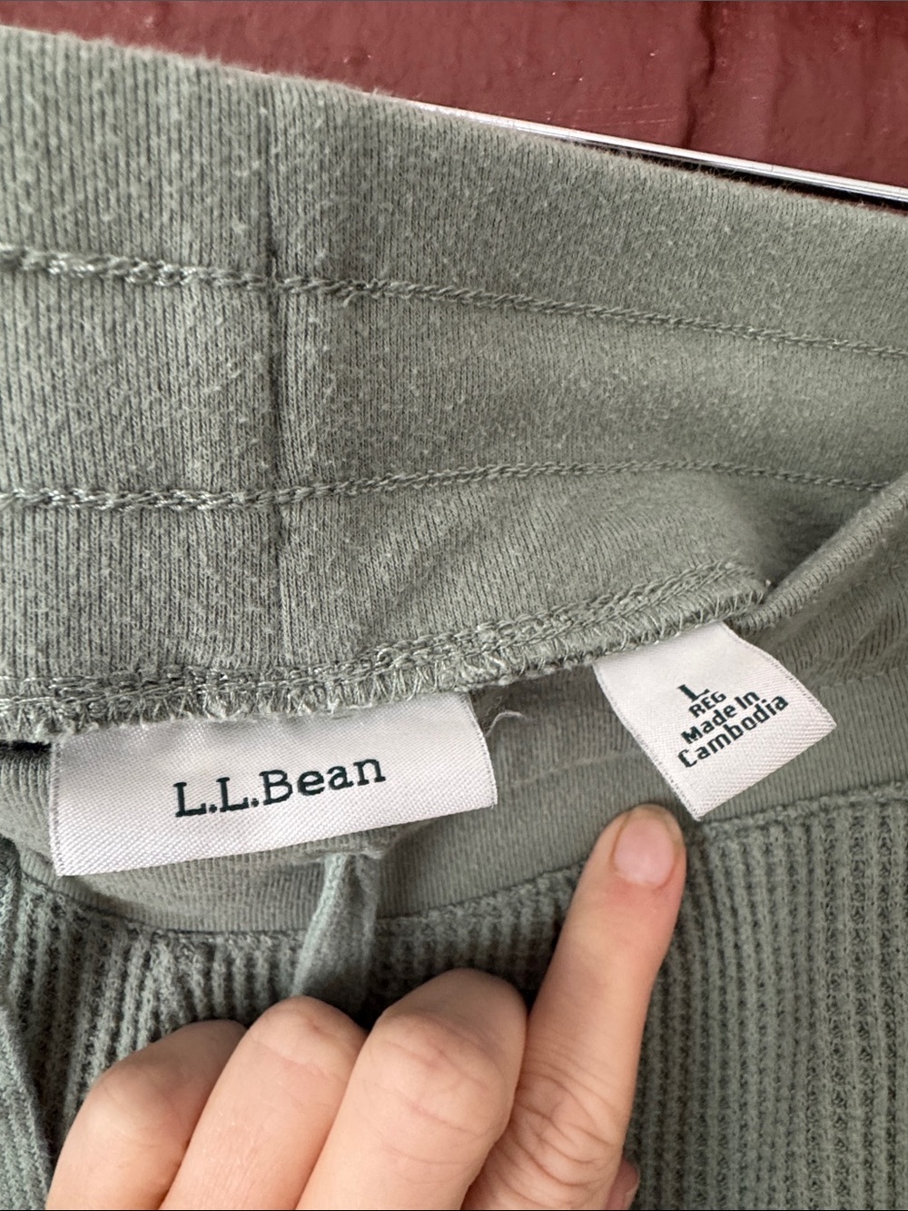 L.L.Bean Sage Green Waffle Knit Long Sleeve Loungewear Set Large - Picture 9 of 12